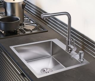 Кухонная мойка РМС MR-5050 с корзиной и дозатором нержавеющая сталь